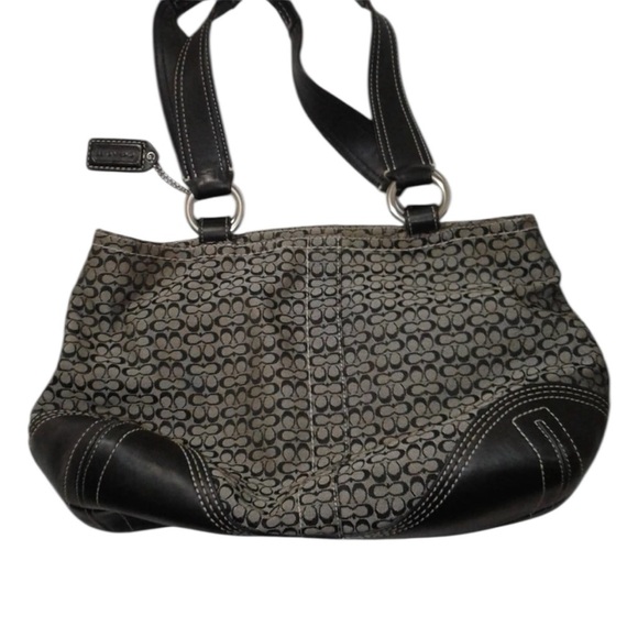 COACH SOHO MINI PRINT BLACK AND WHITE SHOULDER BAG HANDBAG - Picture 2 of 8